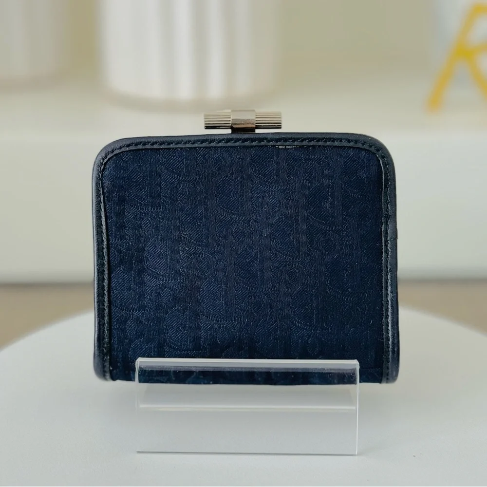 Vintage Dior Dark Blue Oblique Canvas Coin Pouch